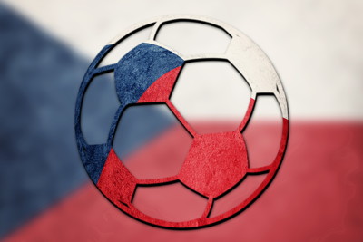 Football painted in Czech flag colors